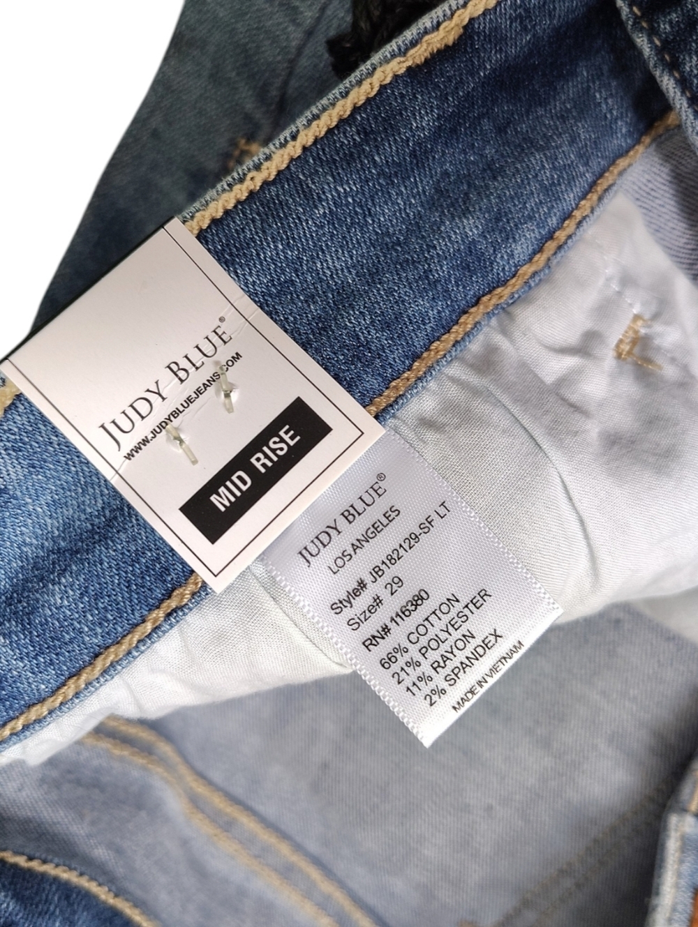 Judy Blue Light Wash Distressed Denim Bermuda Shorts - Light Blue - Picture 3 of 5